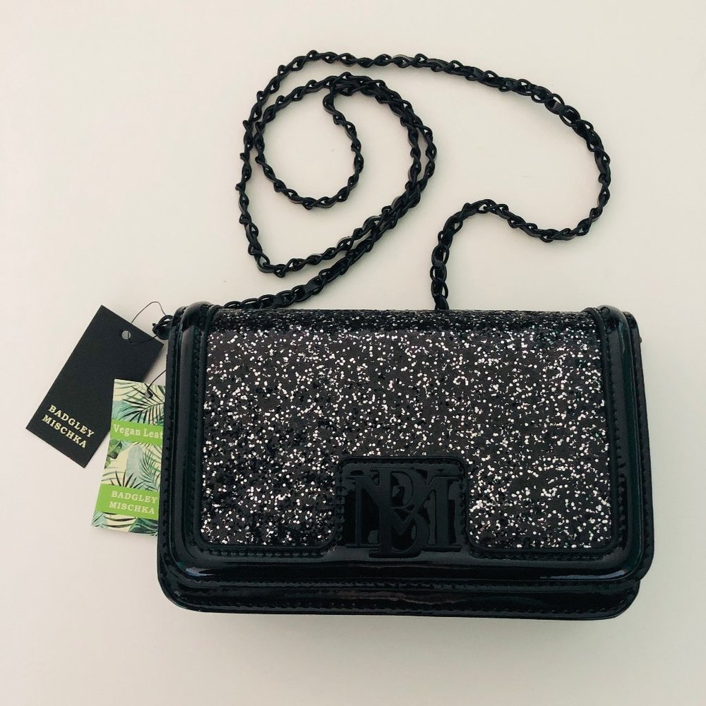 BADGLEY MISCHKA Glitter & Patent Leather Crossbody